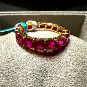 Ruby Red Corundum Gold over Sterling Silver Eternity Band Ring